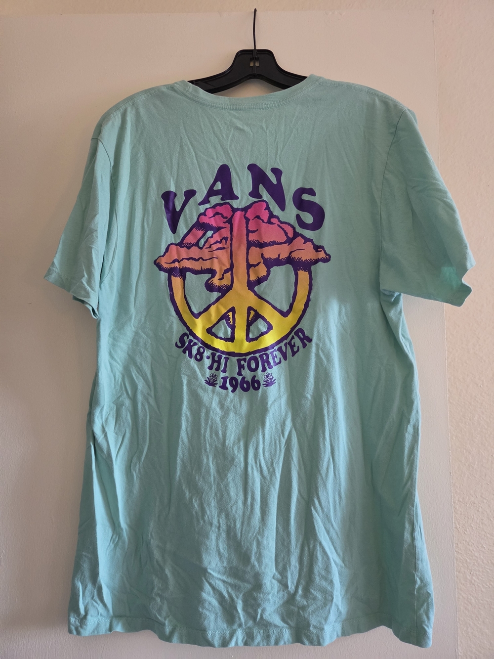 Vans Men's Teal Graphic Peace Sign T-Shirt